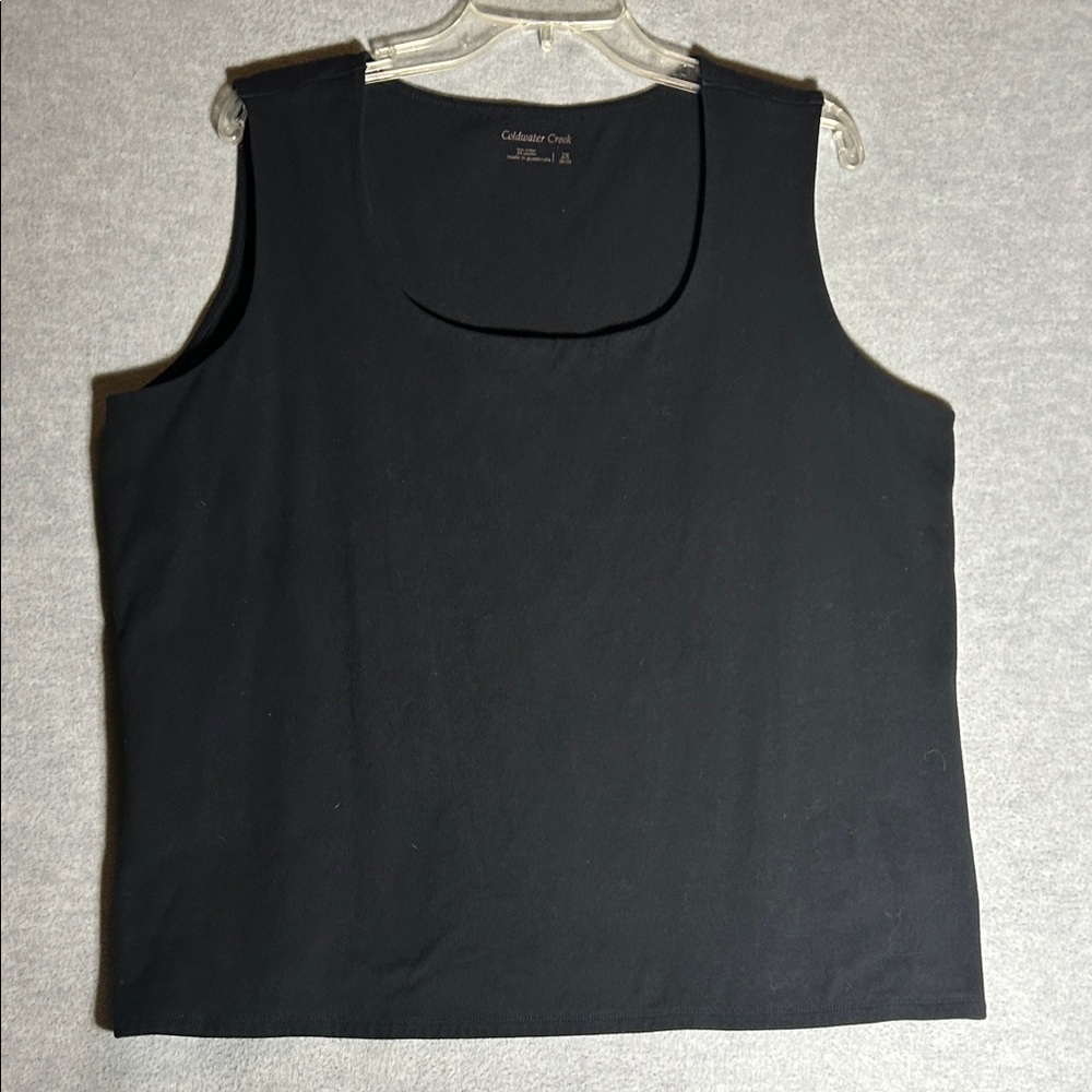 COLDWATER CREEK Basic Black Wardrobe Staple Double Front Fabric Stretch Tank Top
